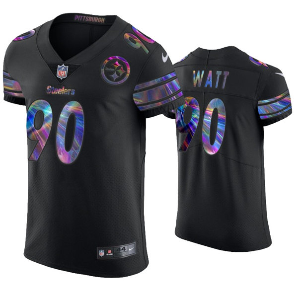 Mens Pittsburgh Steelers #90 T.J. Watt Nike Black Holographic Edition Jersey 