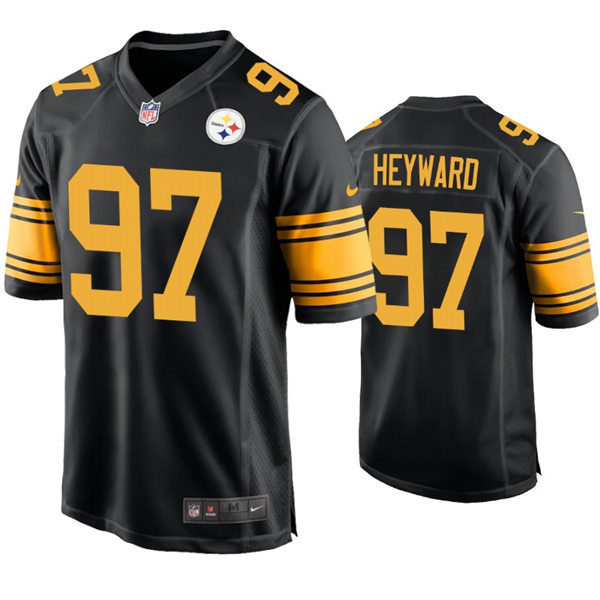 Mens Pittsburgh Steelers #97 Cameron Heyward Nike Black Color Rush Vapor Untouchable Jersey