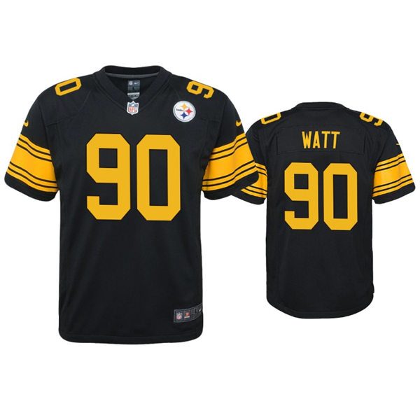 Youth Pittsburgh Steelers #90 T.J. Watt Nike Black Color Rush Limited Jersey