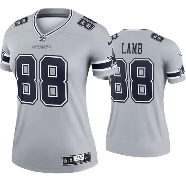 Womens Dallas Cowboys #88 CeeDee Lamb Nike Silver Inverted Legend Jersey