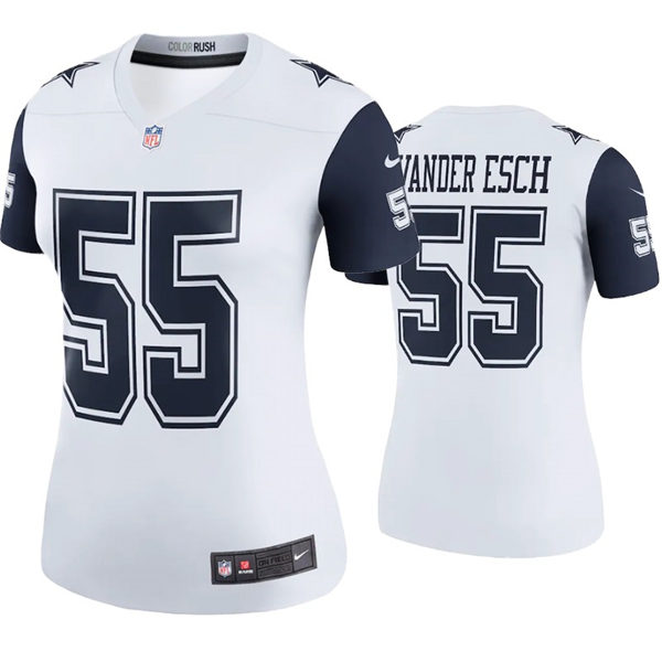 Womens Dallas Cowboys #55 Leighton Vander Esch Nike White Color Rush Limited Jersey