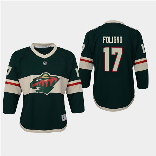 Youth Minnesota Wild #17 Marcus Foligno Adidas Home Green Jersey