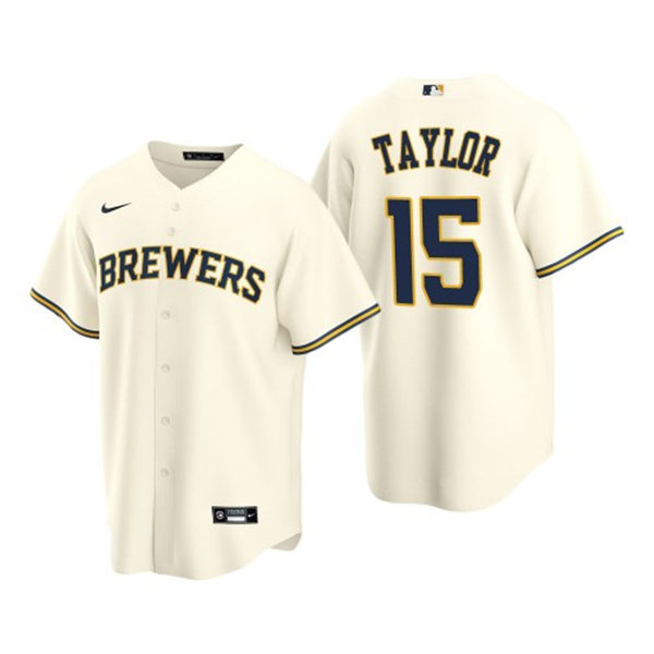 Youth Milwaukee Brewers #15 Tyrone Taylor Nike Cream Home Jersey