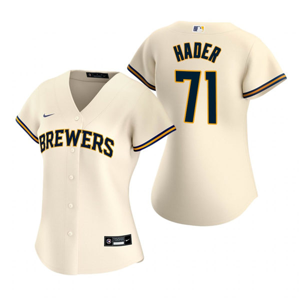 Womens Milwaukee Brewers #71 Josh Hader Nike Cream Home Jersey