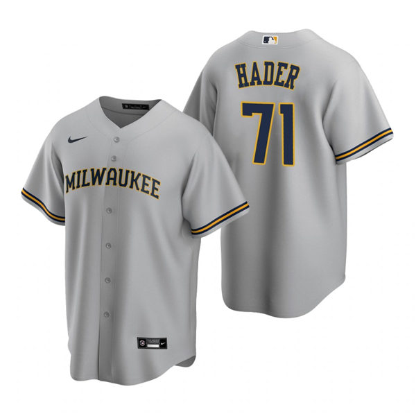 Youth Milwaukee Brewers #71 Josh Hader Nike Gray Road Jersey