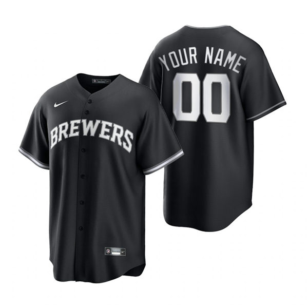 Mens Milwaukee Brewers Custom Nike 2021 Black Stitched Fashion Jersey