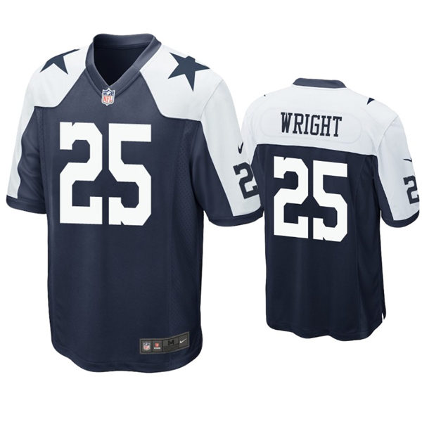 Mens Dallas Cowboys #25 Nahshon Wright Nike Navy Alternate Vapor Limited Jersey