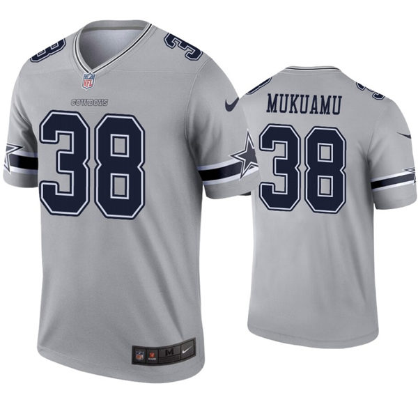 Mens Dallas Cowboys #38 Israel Mukuamu Nike Silver Inverted Legend Jersey