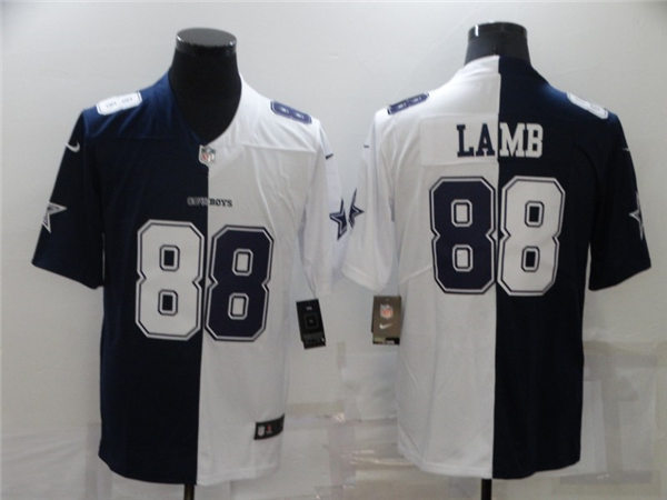 Mens Dallas Cowboys #88 CeeDee Lamb Nike Navy White Split Two-Tone Jersey