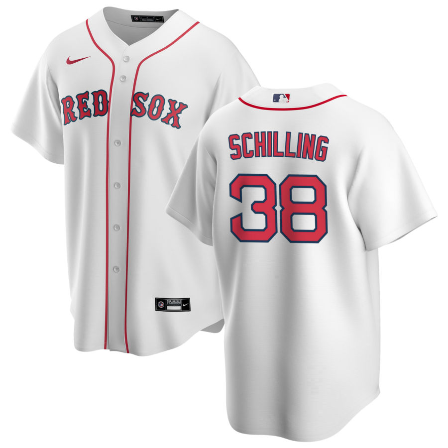 Mens Boston Red Sox Retired Playe #38 Curt Schilling Nike White Home with Name Cool Base Jersey
