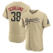 Mens Arizona Diamondbacks Retired Player #38 Curt Schilling Nike Tan 2021 Arizona City Connect Jersey