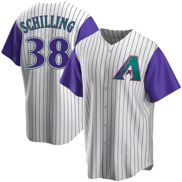 Mens Arizona Diamondbacks Retired Player #38 Curt Schilling Nike Cream Cooperstown Collection Jersey