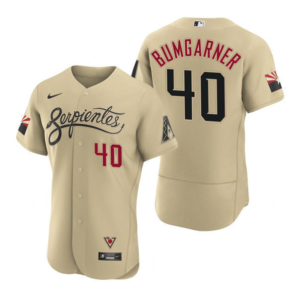 Men's Arizona Diamondbacks #40 Madison Bumgarner Nike Tan 2021 MLB City Connect Jersey