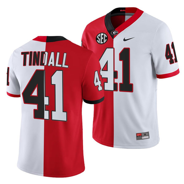 Mens Georgia Bulldogs #41 Channing Tindall Nike Red White Split Two Tone Football Jersey