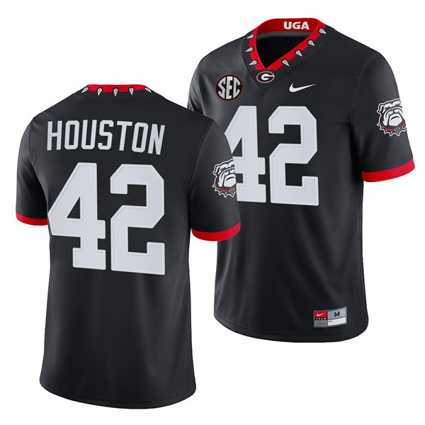 Mens Georgia Bulldogs #42 Justin Houston Nike Black Alternate Mascot 100th Anniversary College Football Game Jersey