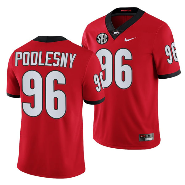 Mens Georgia Bulldogs #96 Jack Podlesny Nike Red Home College Football Game jersey