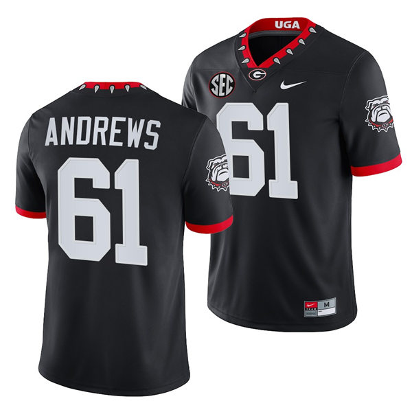 Mens Georgia Bulldogs #61 David Andrews Nike Black Alternate Mascot 100th Anniversary College Football Game Jersey