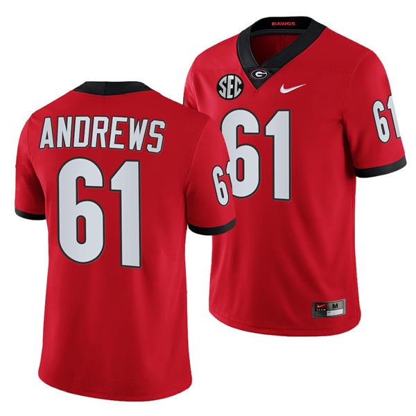 Mens Georgia Bulldogs #61 David Andrews Nike Red Home College Football Game jersey