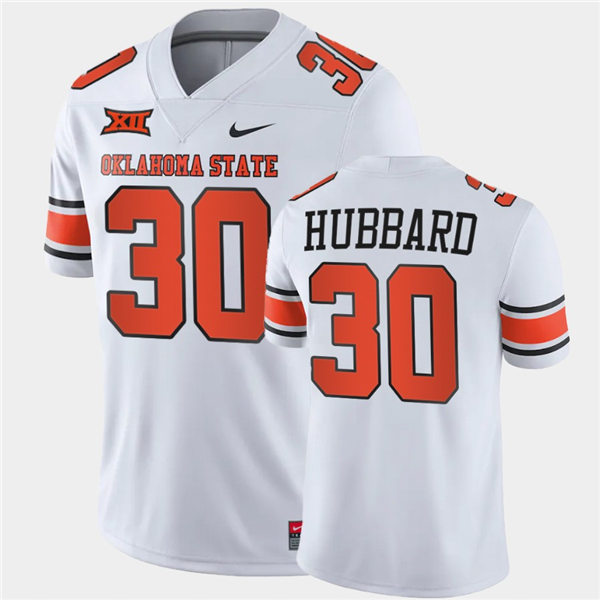 Mens Oklahoma State Cowboys #30 Chuba Hubbard Nike White Vapor Limited Football Jersey