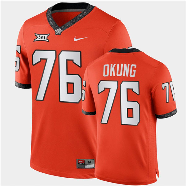 Mens Oklahoma State Cowboys #76 Russell Okung Nike Orange College Football Jersey