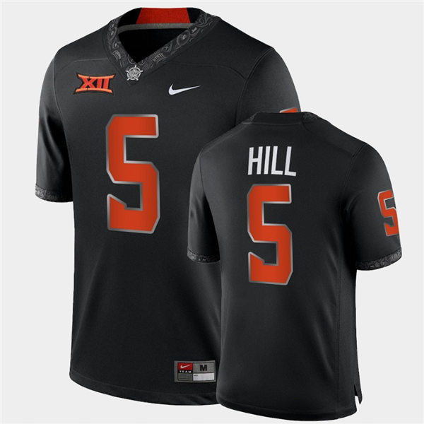 Mens Oklahoma State Cowboys #5 Justice Hill Nike Black College Football Jersey