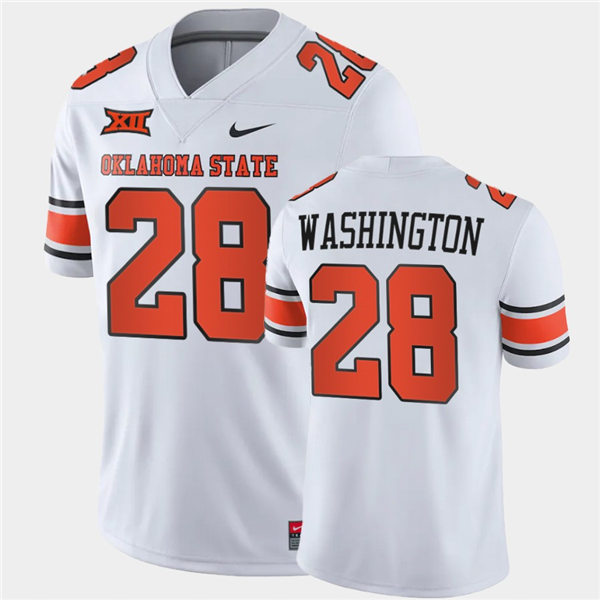 Mens Oklahoma State Cowboys #28 James Washington Nike White Vapor Limited Football Jersey