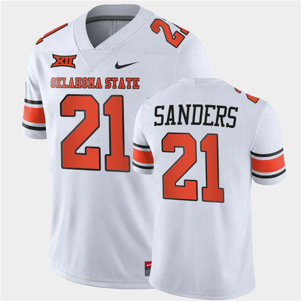 Mens Oklahoma State Cowboys #21 Barry Sanders Nike White Vapor Limited Football Jersey