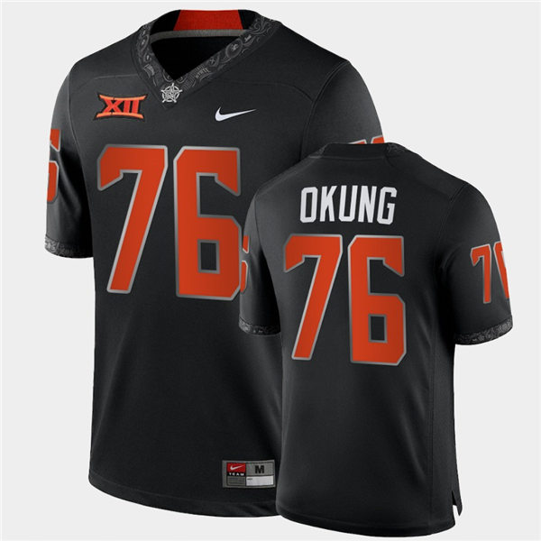 Mens Oklahoma State Cowboys #76 Russell Okung Nike Black College Football Jersey
