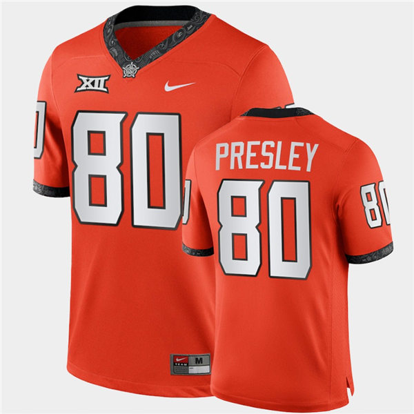 Mens Oklahoma State Cowboys #80 Brennan Presley Nike Orange College Football Jersey