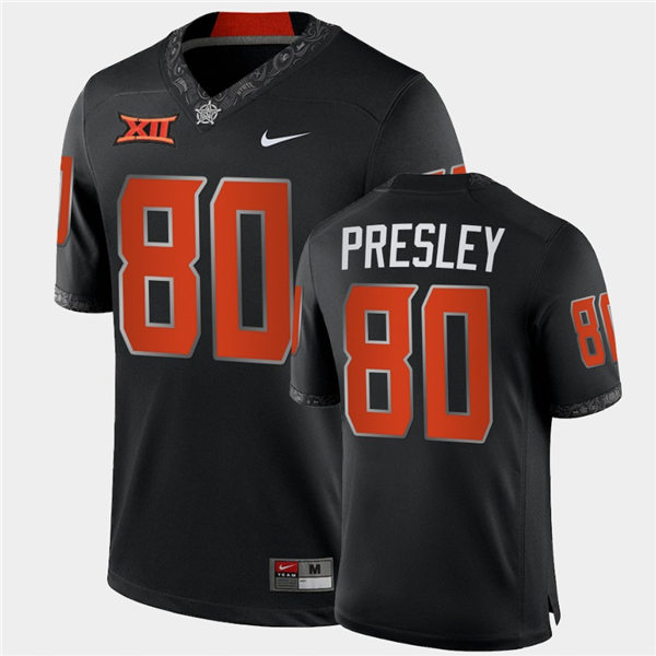 Mens Oklahoma State Cowboys #80 Brennan Presley Nike Black College Football Jersey