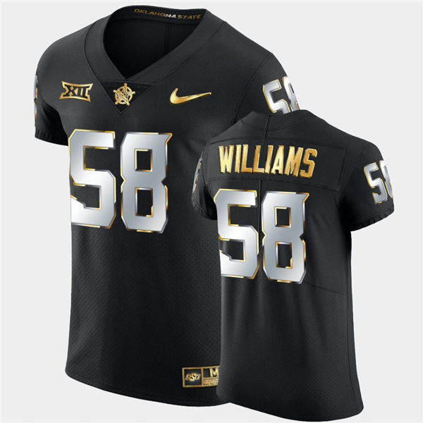 Mens Oklahoma State Cowboys #58 Kevin Williams Nike Black Golden Edition College Football Jersey