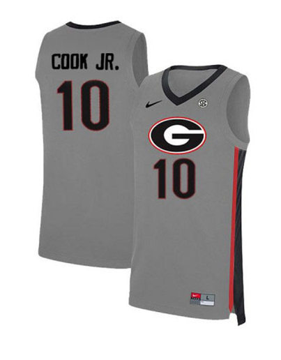 Mens Georgia Bulldogs #10 Aaron Cook Jr. Nike Grey College Basketball Jersey