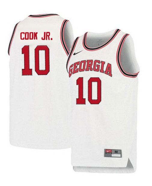 Mens Georgia Bulldogs #10 Aaron Cook Jr. Nike White Retro Basketball Jersey