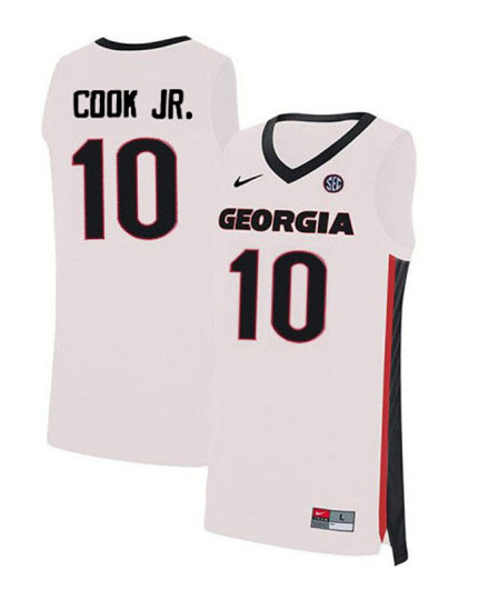 Mens Georgia Bulldogs #10 Aaron Cook Jr. Nike White College Basketball Jersey