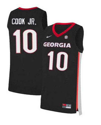 Mens Georgia Bulldogs #10 Aaron Cook Jr. Nike Black College Basketball Jersey