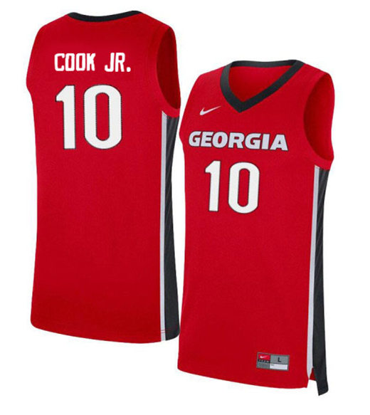Mens Georgia Bulldogs #10 Aaron Cook Jr. Nike Red College Basketball Jersey