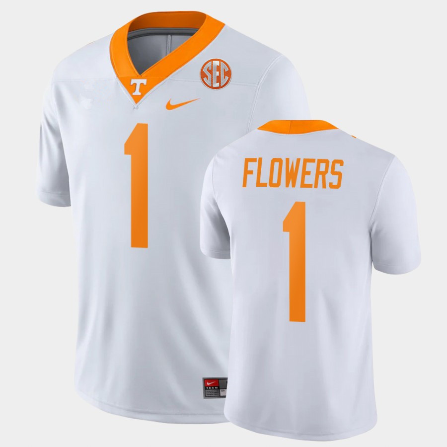 Men's Tennessee Volunteers #1 Trevon Flowers Nike 2021 White College Football Game Jersey