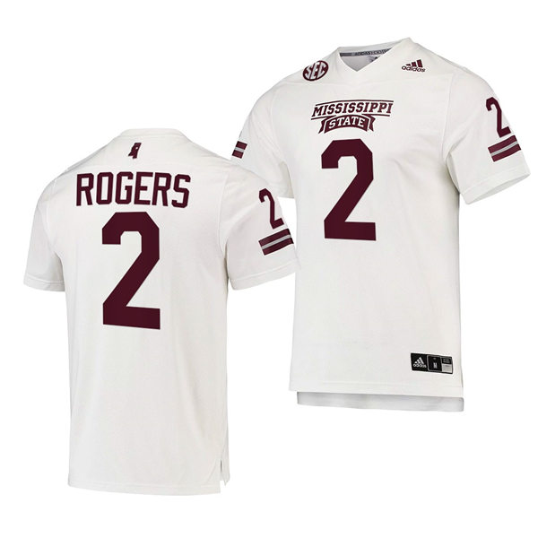 Mens Mississippi State Bulldogs #2 Will Rogers adidas White College Football Game Jersey