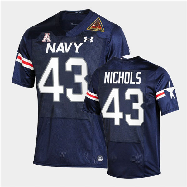 Men Navy Midshipmen #43 Bijan Nichols Fly Navy Under Armour Navy College Football Game Jersey