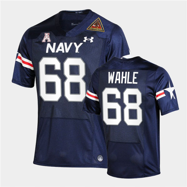 Men Navy Midshipmen #68 Mike Wahle Fly Navy Under Armour Navy College Football Game Jersey