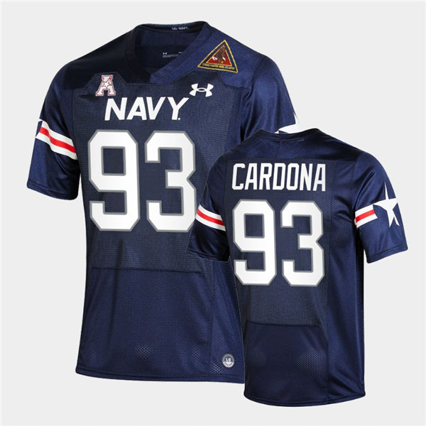 Men Navy Midshipmen #93 Joe Cardona Fly Navy Under Armour Navy College Football Game Jersey