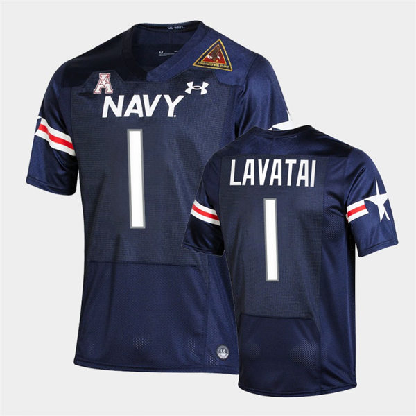 Men Navy Midshipmen #1 Tai Lavatai Fly Navy Under Armour Navy College Football Game Jersey