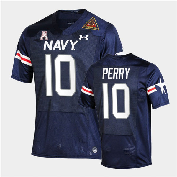 Men Navy Midshipmen #10 Malcolm Perry Fly Navy Under Armour Navy College Football Game Jersey