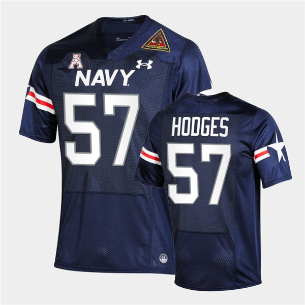 Men Navy Midshipmen #57 Johnny Hodges Fly Navy Under Armour Navy College Football Game Jersey