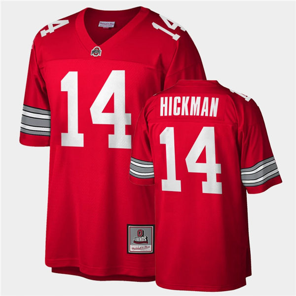 Men Ohio State Buckeyes #14 Ronnie Hickman Scarlet Throwback Football Jersey