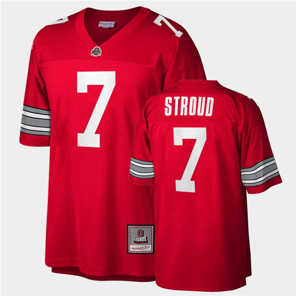 Men Ohio State Buckeyes #7 C.J. Stroud Scarlet Throwback Football Jersey