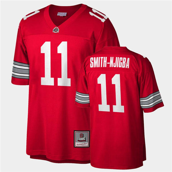 Men Ohio State Buckeyes #11 Jaxon Smith-Njigba Scarlet Throwback Football Jersey