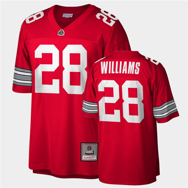 Men Ohio State Buckeyes #28 Miyan Williams Scarlet Throwback Football Jersey