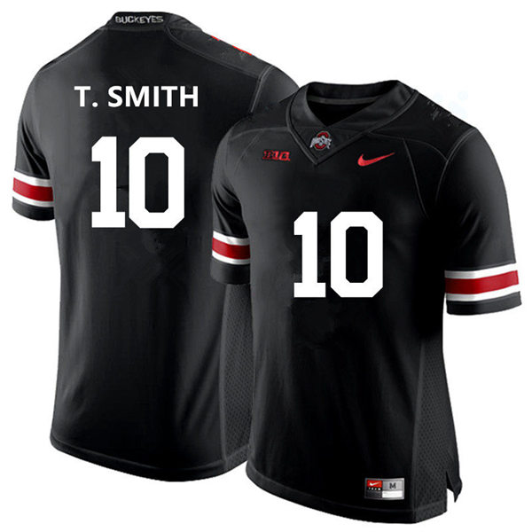 Mens Ohio State Buckeyes #10 Troy Smith Nike Black White College Football Game Jersey