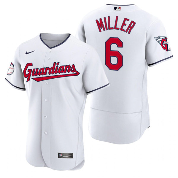 Mens Cleveland Guardians #6 Owen Miller Nike 2022 White Home Flex Base Authentic Player Jersey